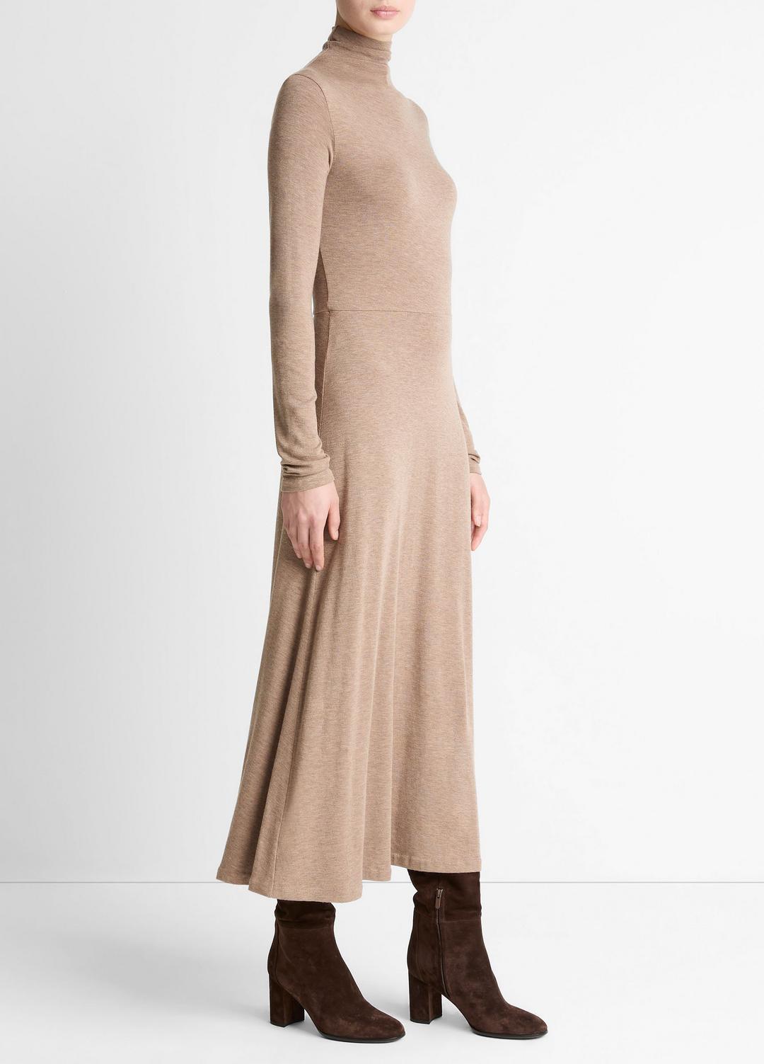 VINCE Deals - Cozy Jersey Funnel-Neck Long-Sleeve Dress in Dresses