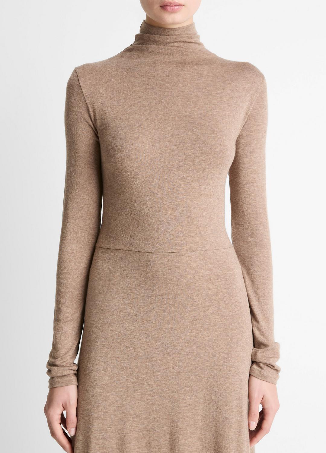 VINCE Deals - Cozy Jersey Funnel-Neck Long-Sleeve Dress in Dresses