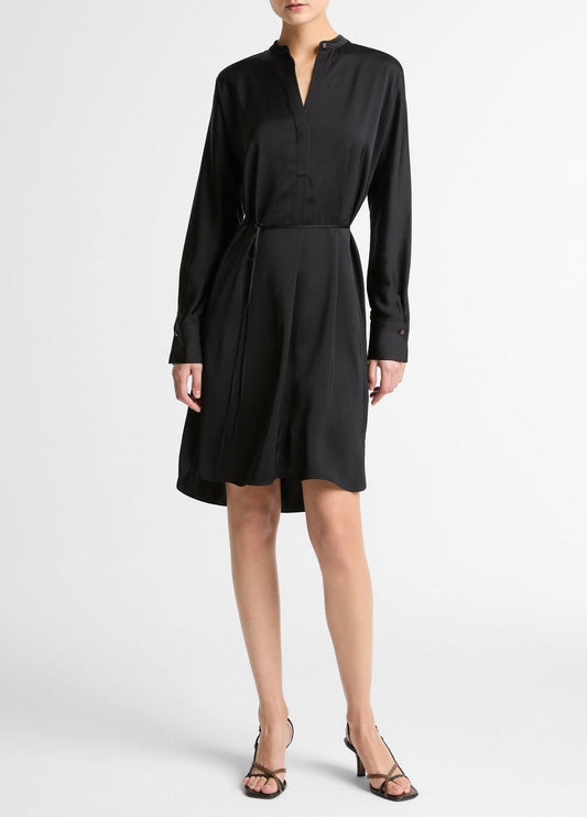 VINCE Top Pick - Matte Satin Band-Collar Dress in Dresses