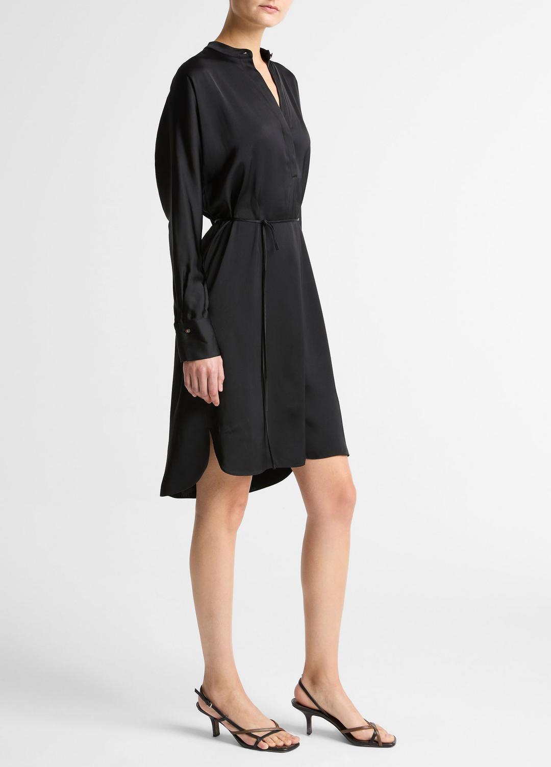 VINCE Top Pick - Matte Satin Band-Collar Dress in Dresses
