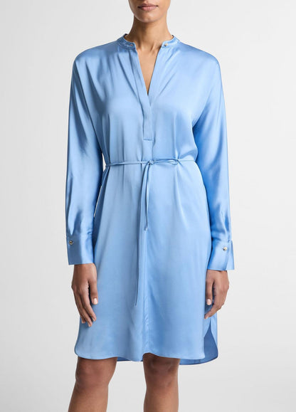 VINCE Customer Favorite - Matte Satin Band-Collar Dress in Dresses