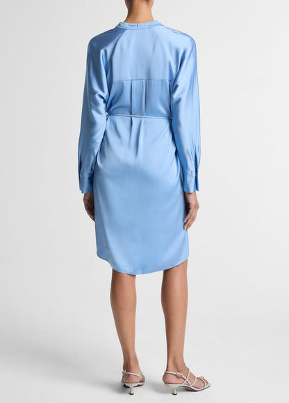 VINCE Customer Favorite - Matte Satin Band-Collar Dress in Dresses