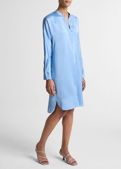 VINCE Customer Favorite - Matte Satin Band-Collar Dress in Dresses