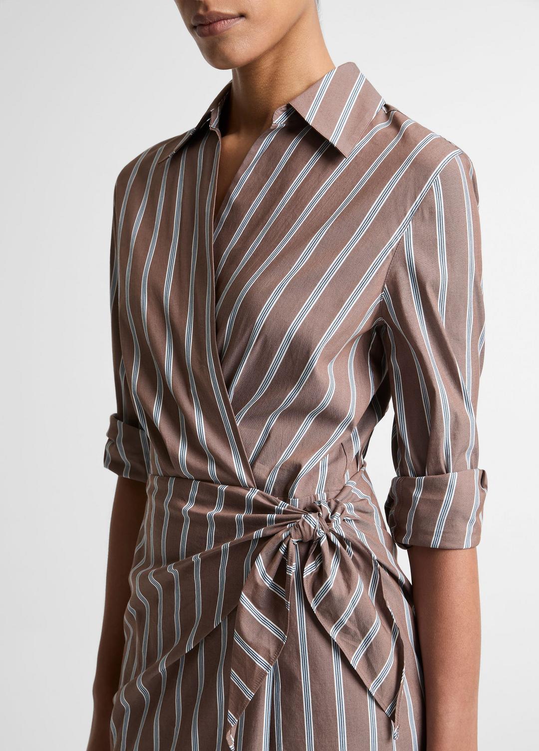 VINCE Classic - Striped Cotton-Blend Wrap Dress in Dresses