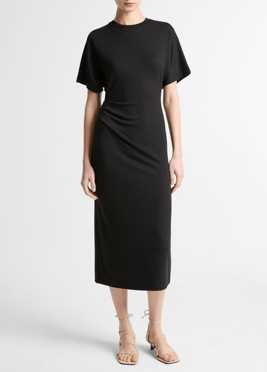 VINCE Essential - Ruched-Side Matte Jersey Short-Sleeve Dress in Dresses