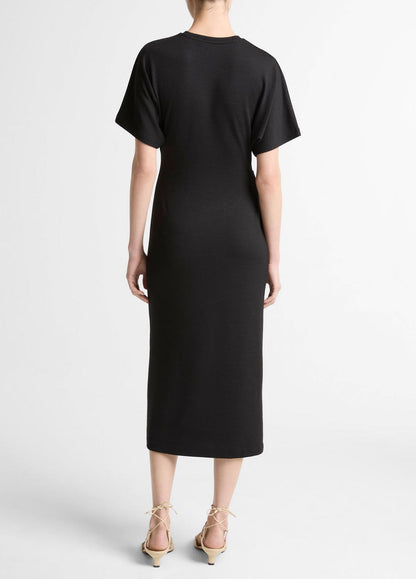 VINCE Essential - Ruched-Side Matte Jersey Short-Sleeve Dress in Dresses