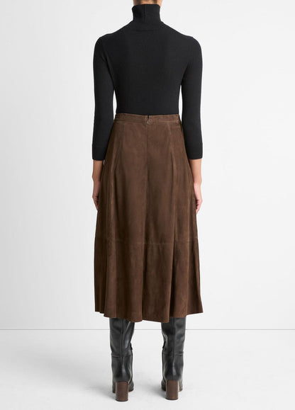 VINCE Everyday - Suede Mid-Rise Flared Skirt in Skirts