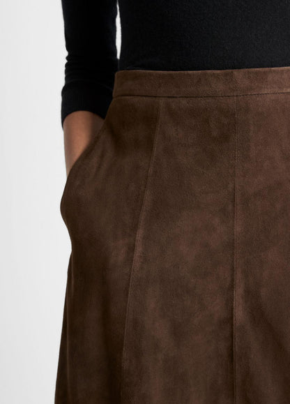 VINCE Everyday - Suede Mid-Rise Flared Skirt in Skirts