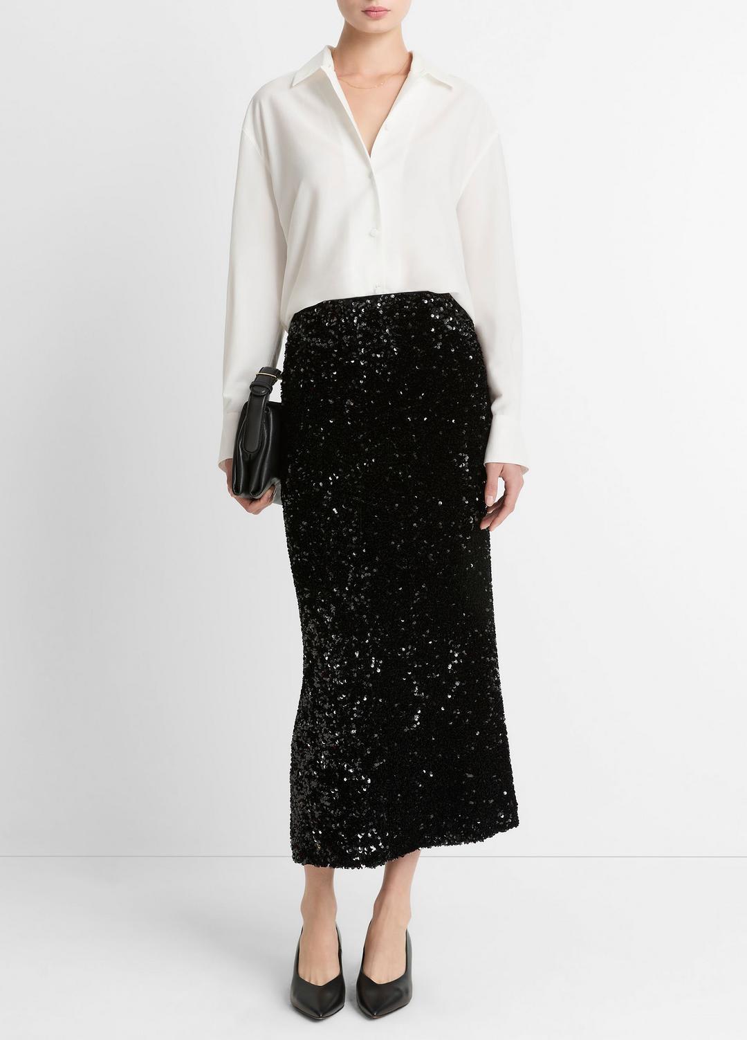 VINCE New - Sequined Velvet Column Skirt in Skirts