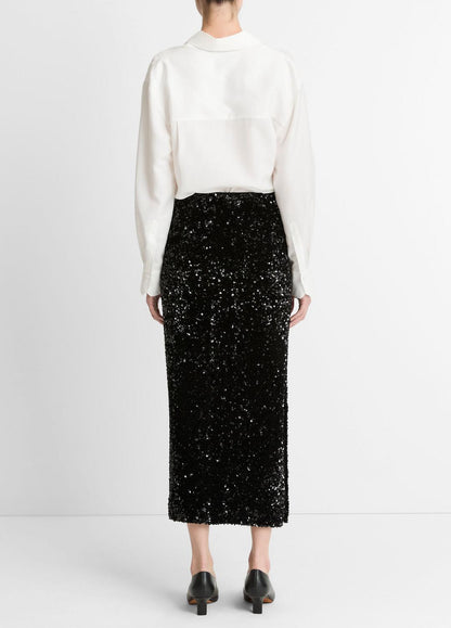 VINCE New - Sequined Velvet Column Skirt in Skirts