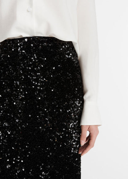 VINCE New - Sequined Velvet Column Skirt in Skirts