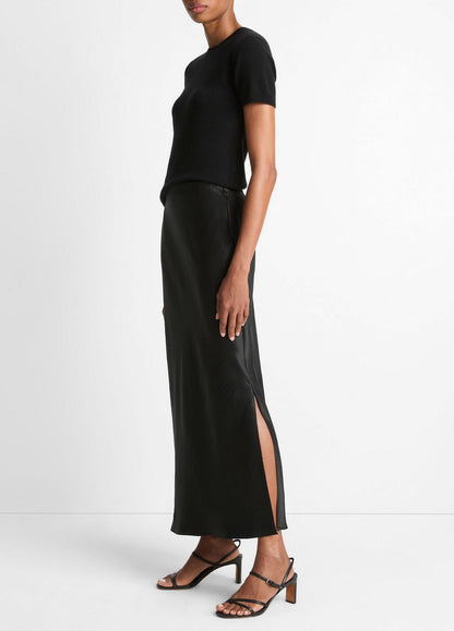 VINCE Best Price - Satin Side-Slit Slip Skirt in Skirts