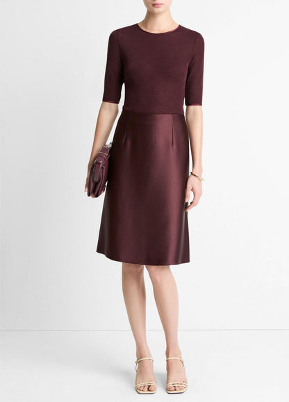 VINCE Great Value - Satin A-Line Knee Skirt in Skirts