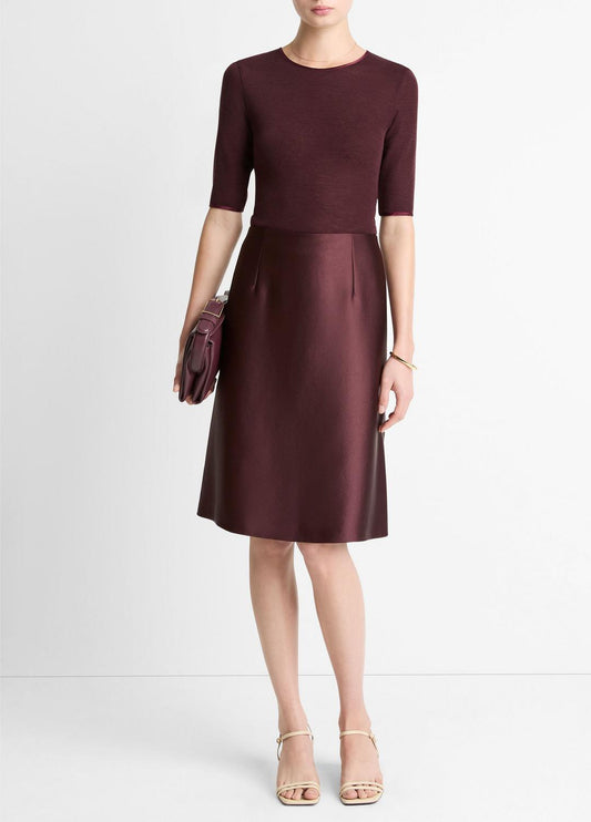 VINCE Great Value - Satin A-Line Knee Skirt in Skirts