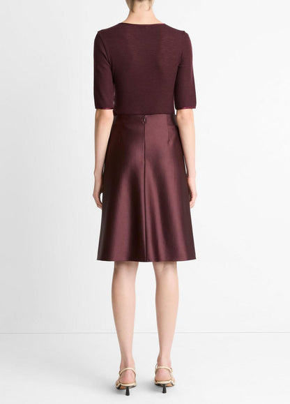 VINCE Great Value - Satin A-Line Knee Skirt in Skirts