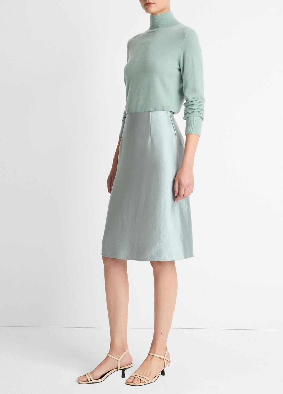 VINCE Smart Buy - Satin A-Line Knee Skirt in Skirts