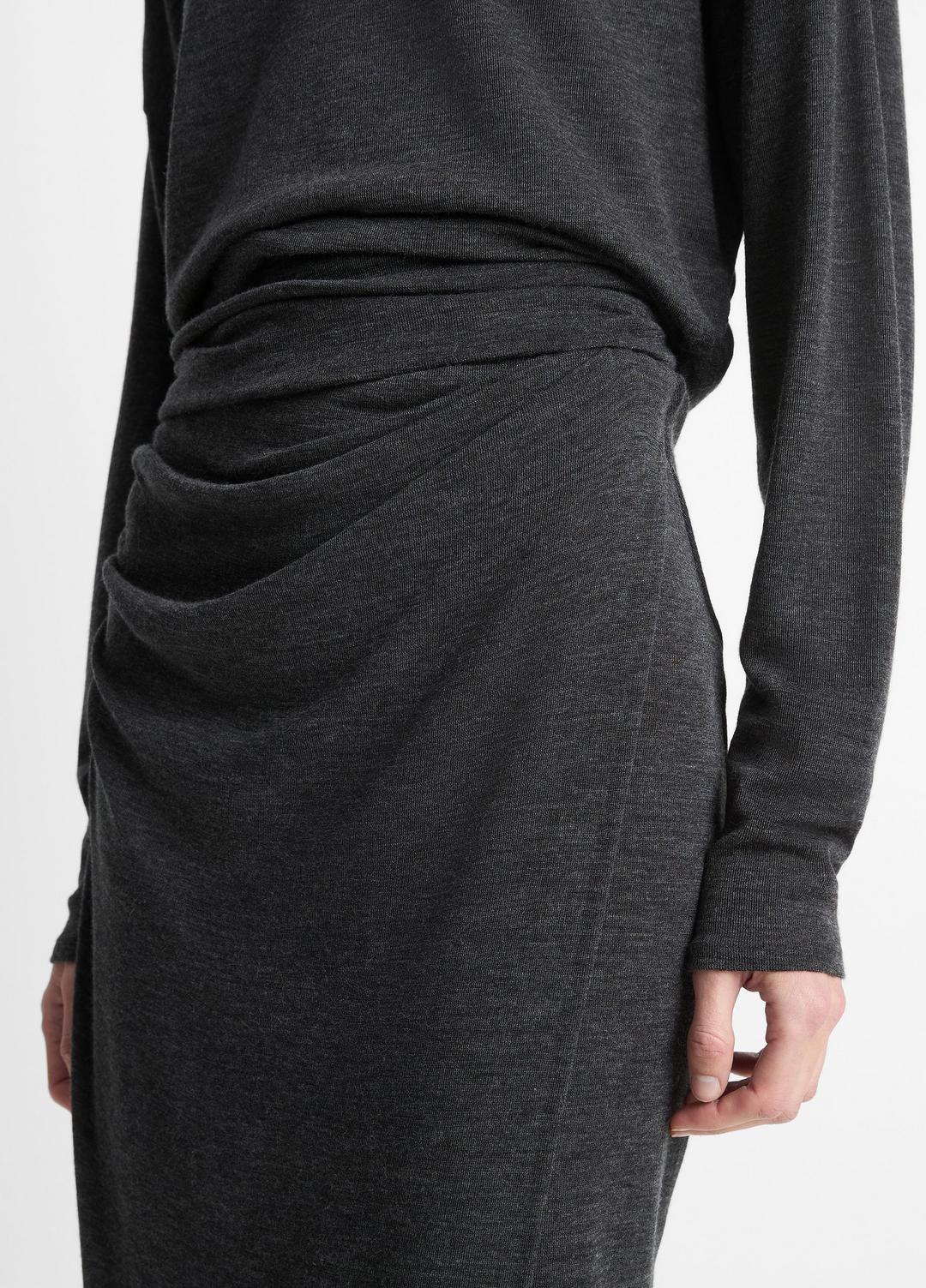 VINCE Signature - Draped-Waist Wool-Blend Midi Skirt in Skirts