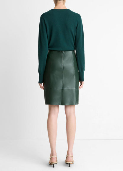 VINCE Classic - Leather Flared Knee Skirt in Skirts