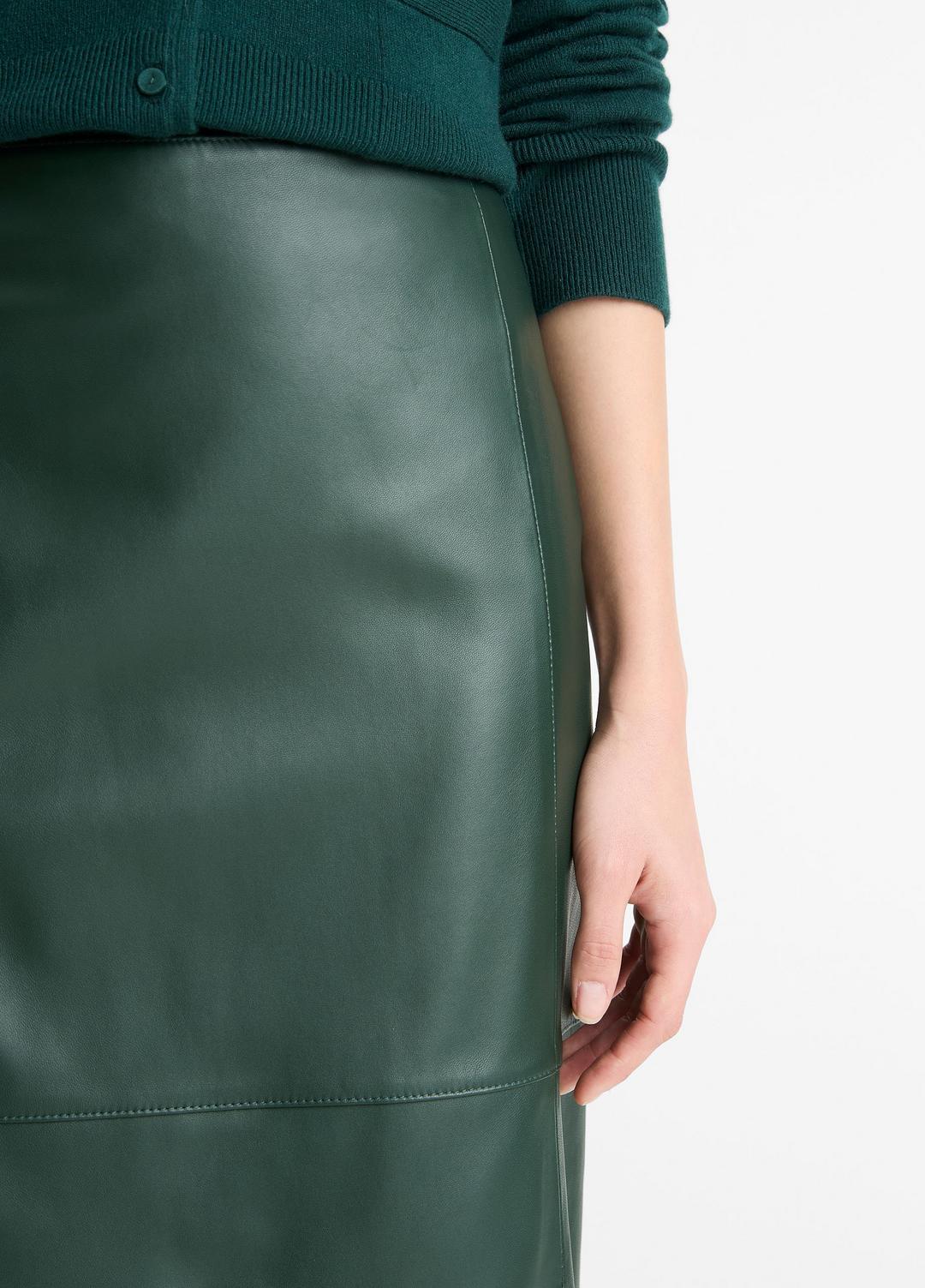 VINCE Classic - Leather Flared Knee Skirt in Skirts