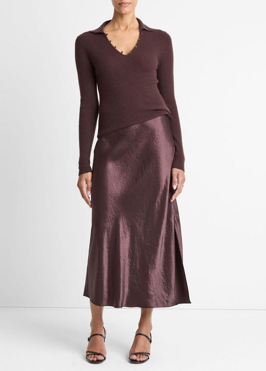 VINCE Signature - Satin Side-Slit Slip Skirt in Skirts