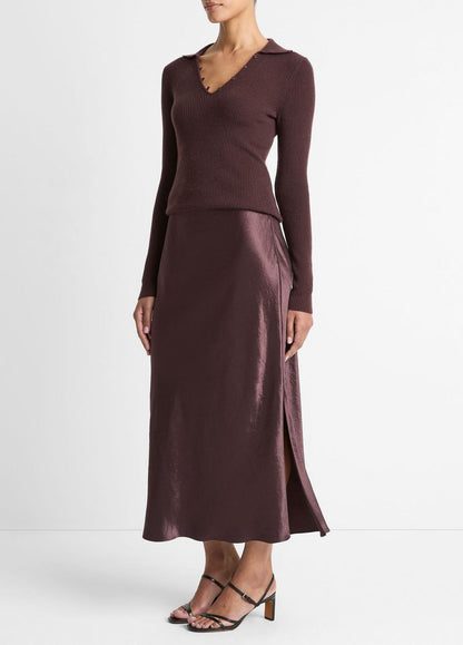 VINCE Signature - Satin Side-Slit Slip Skirt in Skirts