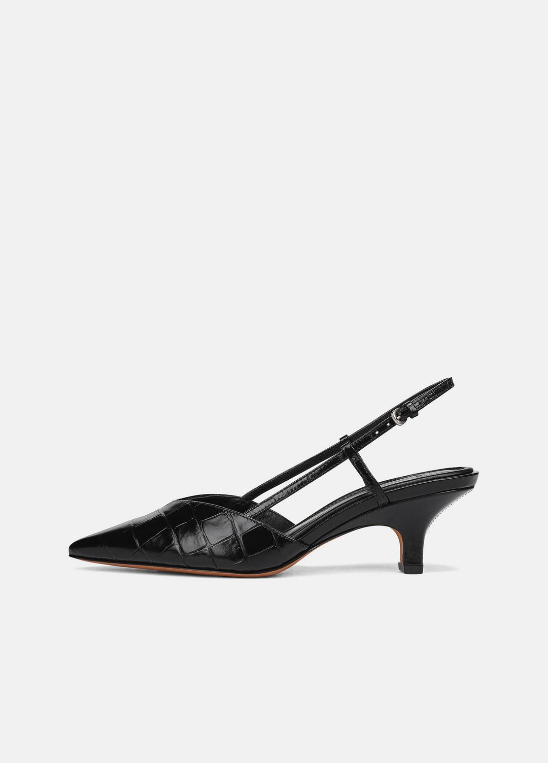VINCE Deals - Levvy Croc-Embossed Leather Slingback Heel in Heels