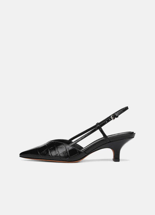 VINCE Deals - Levvy Croc-Embossed Leather Slingback Heel in Heels