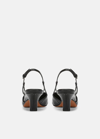 VINCE Deals - Levvy Croc-Embossed Leather Slingback Heel in Heels