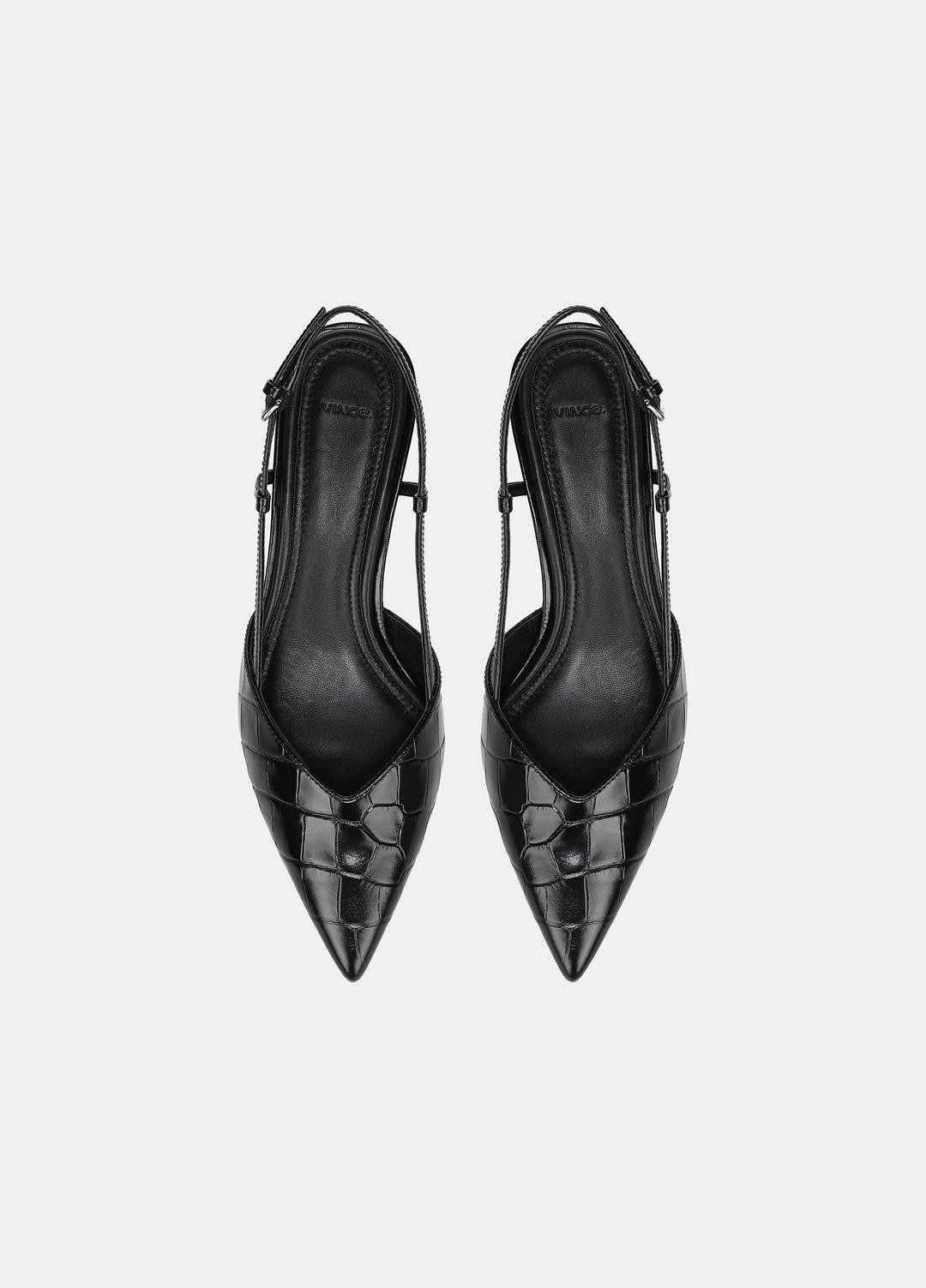 VINCE Deals - Levvy Croc-Embossed Leather Slingback Heel in Heels