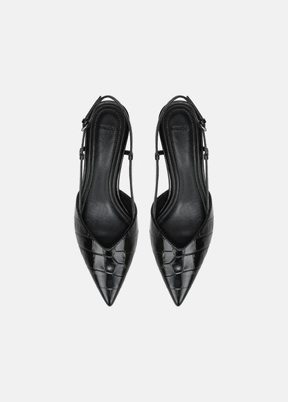 VINCE Deals - Levvy Croc-Embossed Leather Slingback Heel in Heels
