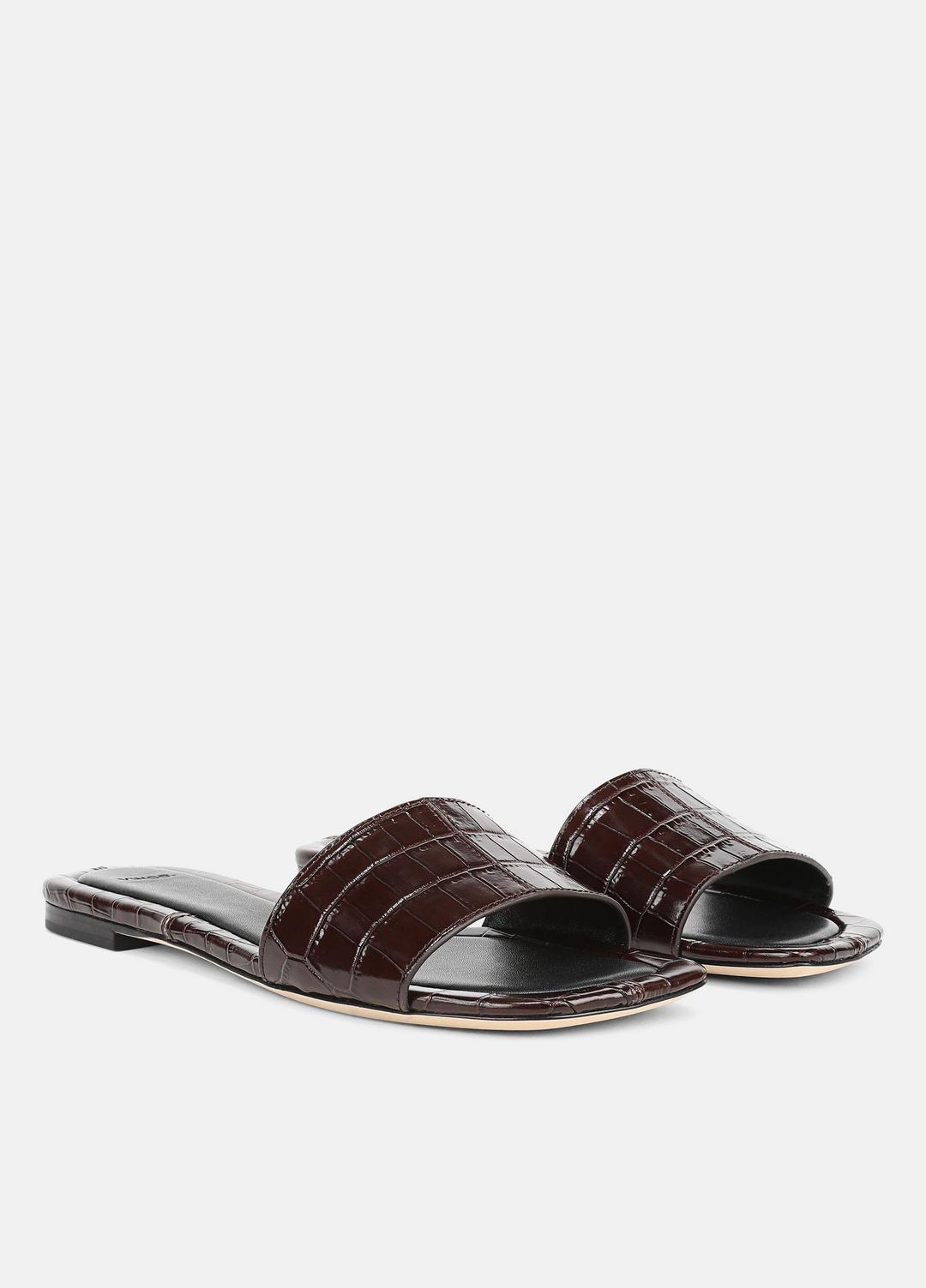 VINCE Sale - Valeria Croc-Embossed Leather Slide Sandal in Sandals