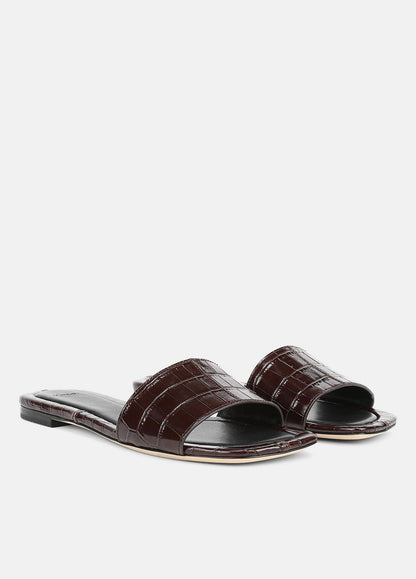 VINCE Sale - Valeria Croc-Embossed Leather Slide Sandal in Sandals