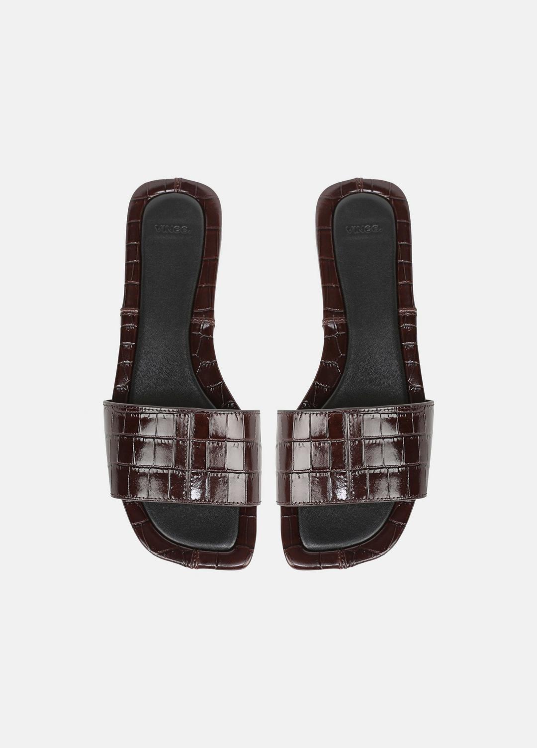 VINCE Sale - Valeria Croc-Embossed Leather Slide Sandal in Sandals