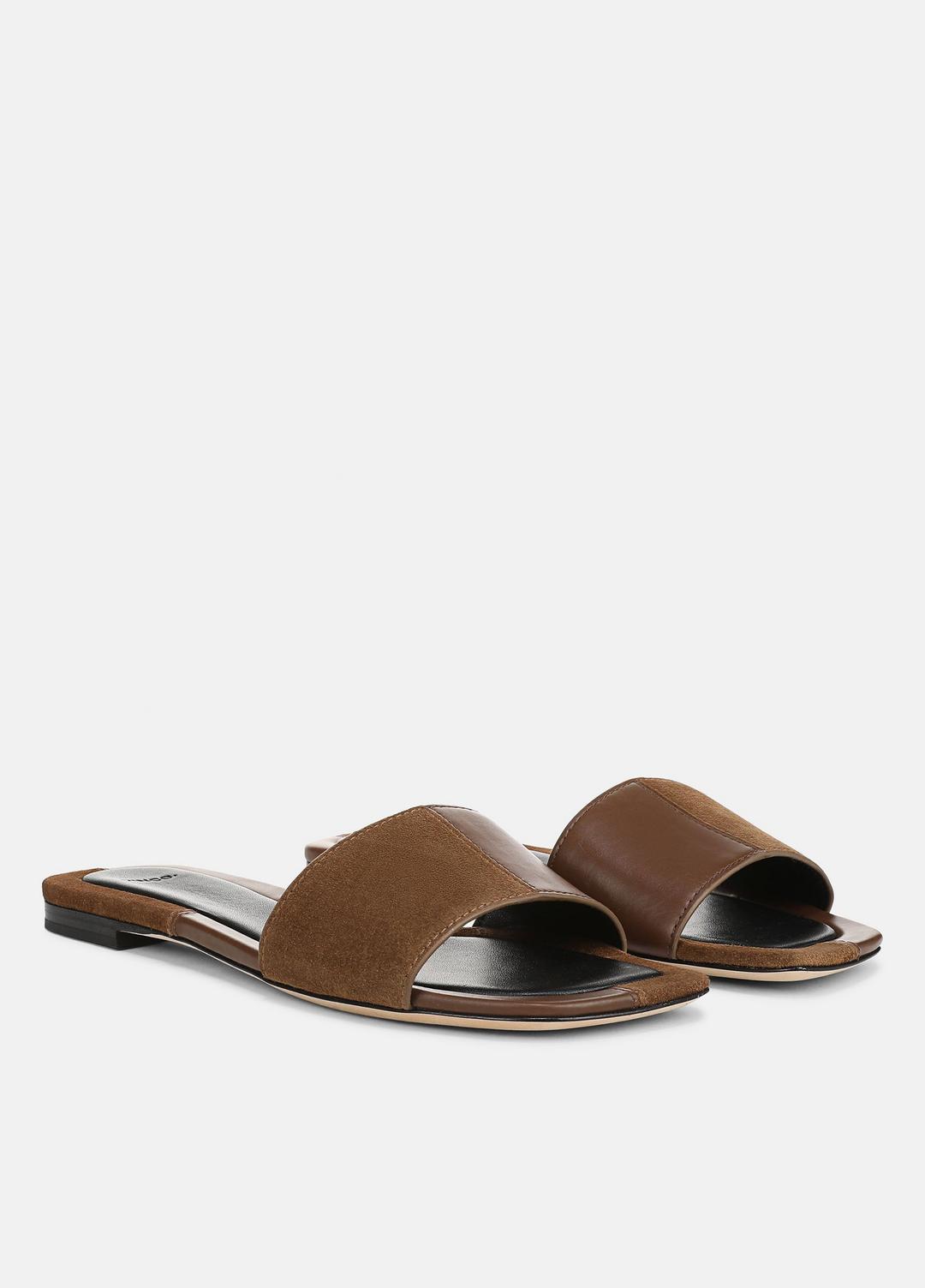 VINCE Hot Sale - Valeria Leather & Suede Slide Sandal in Sandals