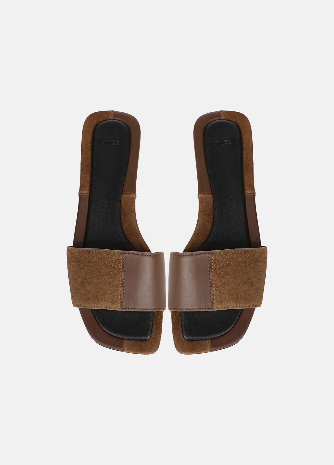 VINCE Hot Sale - Valeria Leather & Suede Slide Sandal in Sandals