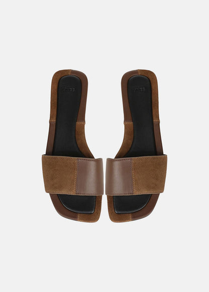 VINCE Hot Sale - Valeria Leather & Suede Slide Sandal in Sandals