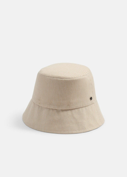 VINCE Trusted - Stripe Cotton Canvas Bucket Hat in Scarves & Hats