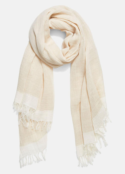 VINCE Recommended - Border-Stripe Cotton Scarf in Scarves & Hats