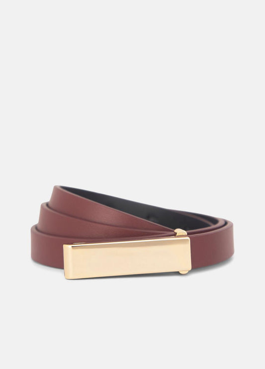 VINCE Customer Favorite - Women's 15mm Elongated Plaque Leather Belt in Belts