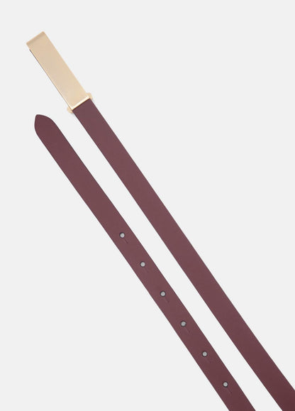 VINCE Customer Favorite - Women's 15mm Elongated Plaque Leather Belt in Belts