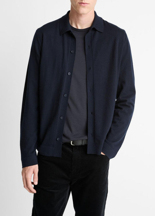VINCE Featured - Featherweight Merino Wool-Cashmere Sweater Shirt in Long Sleeve