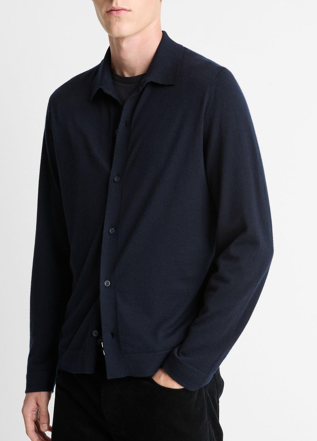 VINCE Featured - Featherweight Merino Wool-Cashmere Sweater Shirt in Long Sleeve