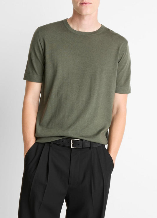 VINCE Featured - Featherweight Merino Wool-Cashmere Short-Sleeve Sweater in Short Sleeve