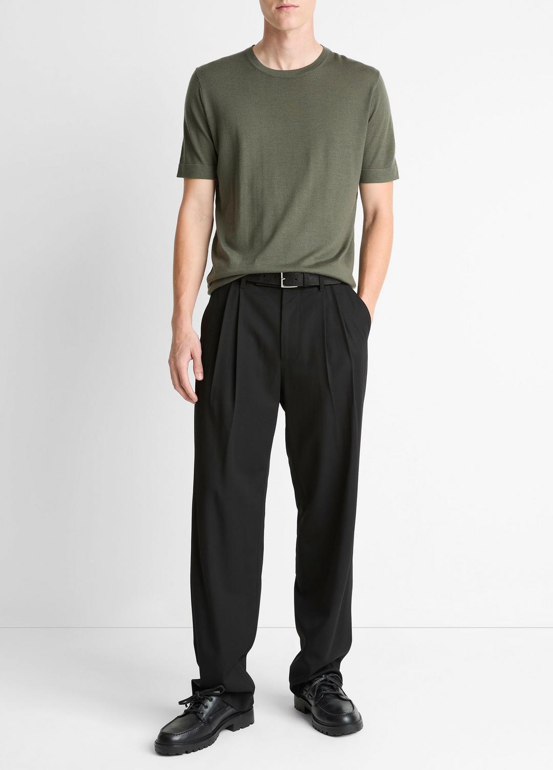 VINCE Featured - Featherweight Merino Wool-Cashmere Short-Sleeve Sweater in Short Sleeve