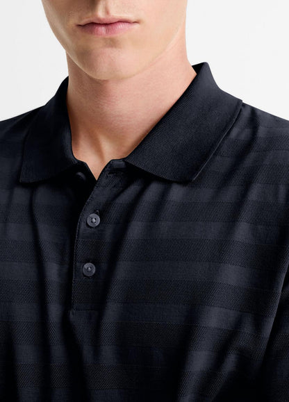 VINCE Latest - Jacquard-Stripe Cotton Long-Sleeve Polo Shirt in Long Sleeve