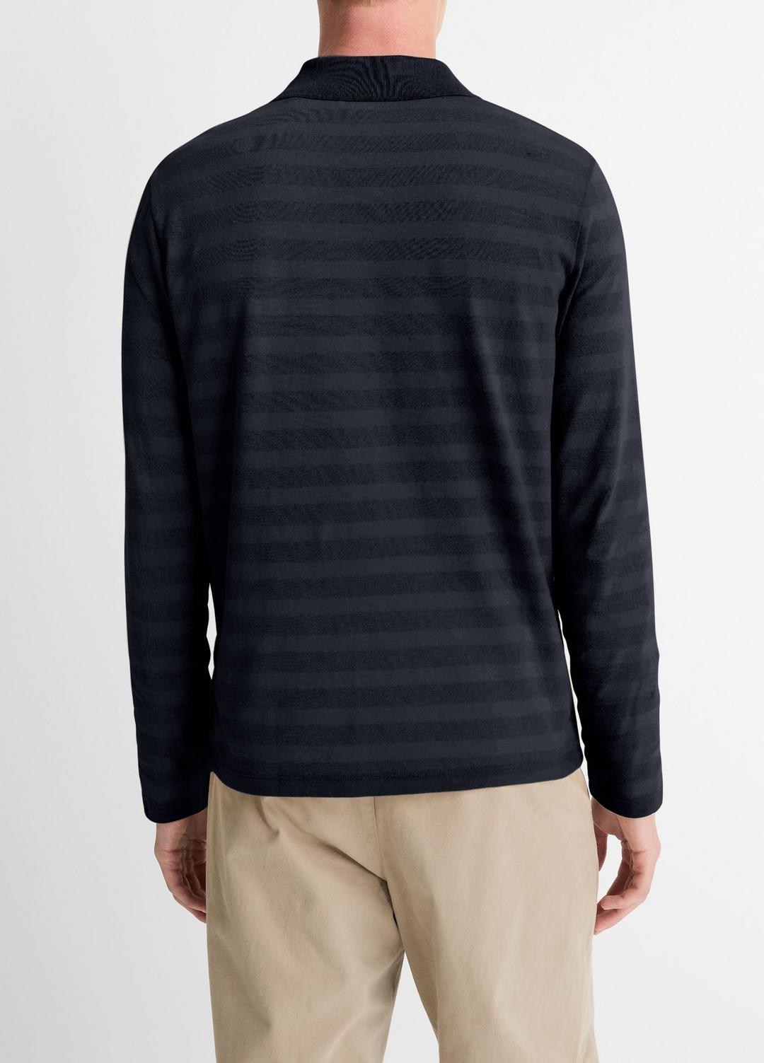 VINCE Latest - Jacquard-Stripe Cotton Long-Sleeve Polo Shirt in Long Sleeve
