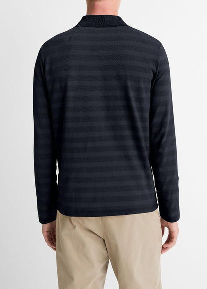 VINCE Latest - Jacquard-Stripe Cotton Long-Sleeve Polo Shirt in Long Sleeve