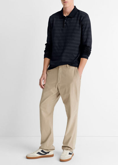 VINCE Latest - Jacquard-Stripe Cotton Long-Sleeve Polo Shirt in Long Sleeve