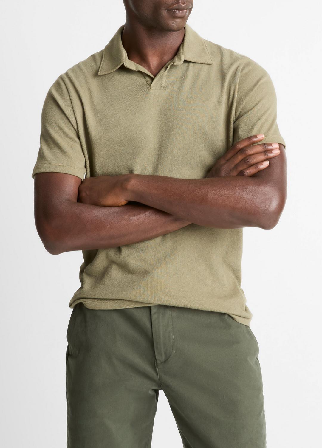 VINCE Best Price - Cotton Johnny-Collar Polo Shirt in Henleys & Polos