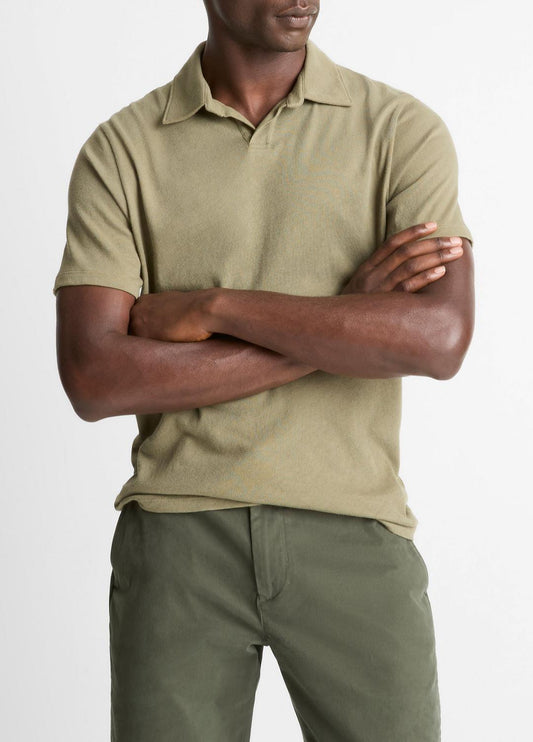 VINCE Best Price - Cotton Johnny-Collar Polo Shirt in Henleys & Polos